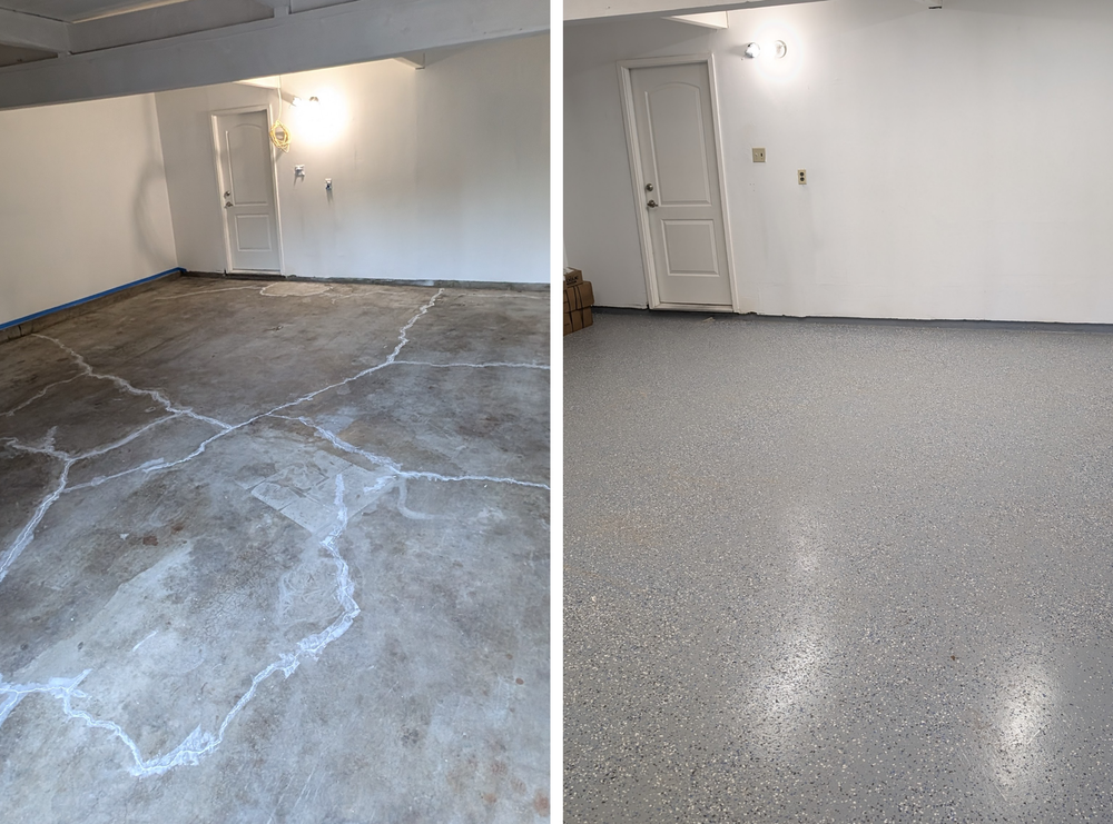 Garage floor transformation: before and after epoxy coating